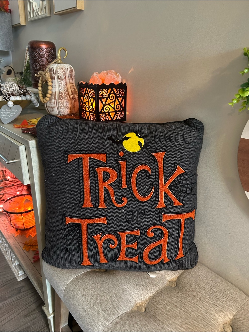 ✨Halloween Trick or Treat Decorative Pillow - Orange and Black